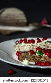 sandwich with cheese, greens and pomegranate berries 