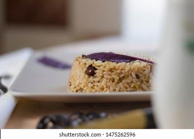 Congri dish of Cuban national cuisine. Congri, Rice with beans, a typical dish of Cuban food. Simple but delicious dish of rice with fried beans and Congri, typical Cuban dish