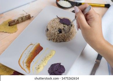 Congri dish of Cuban national cuisine. Congri, Rice with beans, a typical dish of Cuban food. Simple but delicious dish of rice with fried beans and Congri, typical Cuban dish