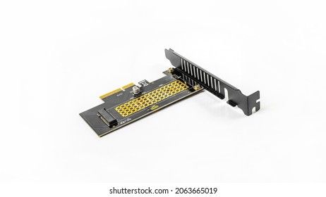 M.2 NVMe to PCIeX adapter board for SSD on white background
